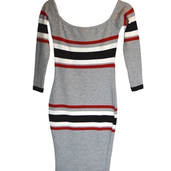 Windsor Stretchy Knit Striped Bodycon Dress, Size Large NEW - Picture 5 of 6